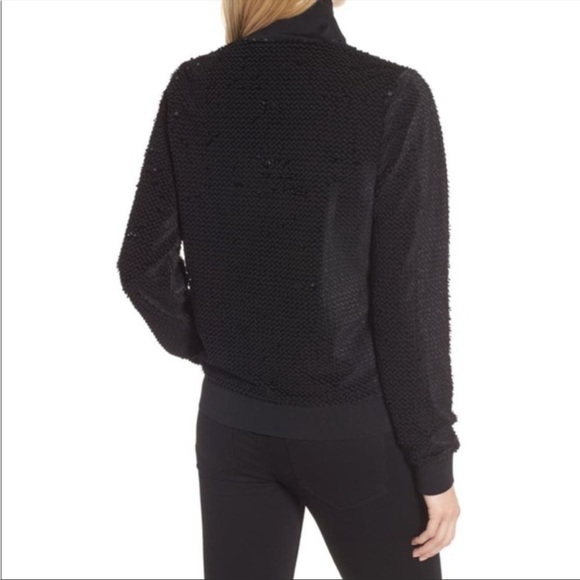 Trouve Black Sequined Zip Up Jacket Sz S - Picture 3 of 15